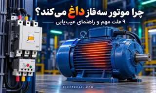 چرا موتور سه‌فاز داغ می‌کند؟ ۹ علت مهم، جدول عیب‌یابی و نکات کلیدی
