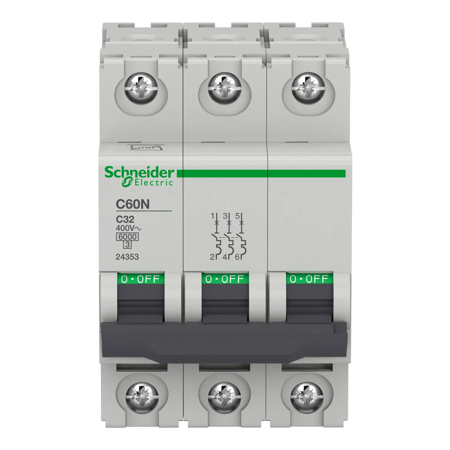 کلید مینیاتوری سه فاز 32A اشنایدرالکتریک تیپ C60N - Multi9