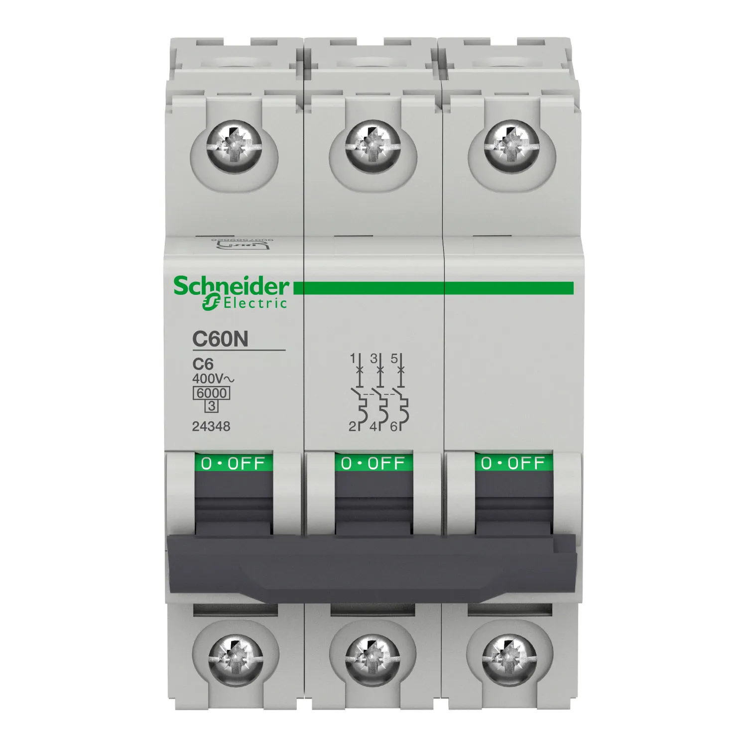 کلید مینیاتوری سه فاز 6A اشنایدرالکتریک تیپ C60N - Multi9